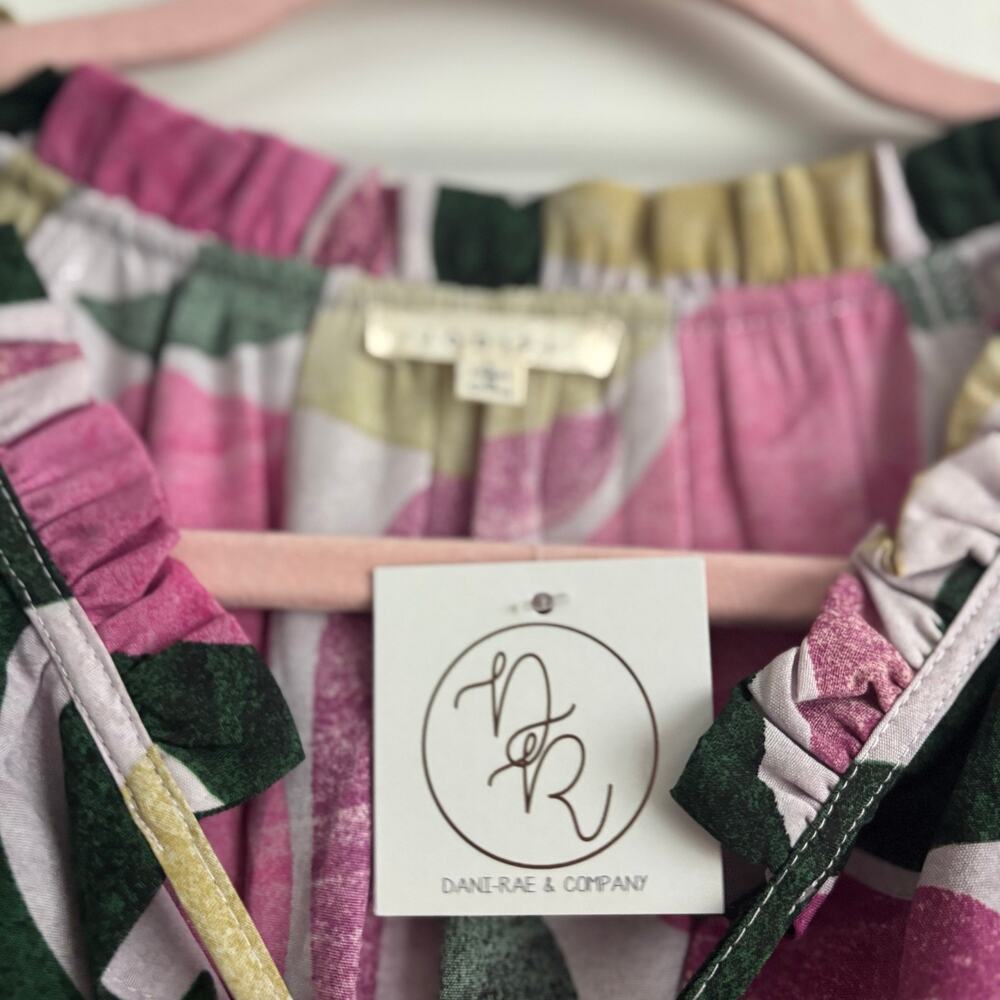 Pink Abstract Print Ruffle-Tier Mini Dress - Picture 6 of 13